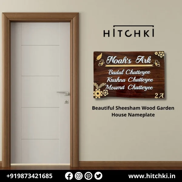 Welcome Home in Style – Personalize Your Entryway with Sheesham Wood Garden House Nameplate