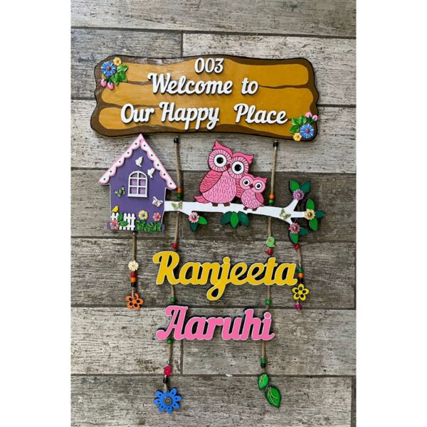 Welcome Home with Our Adorable Mother and SonDaughter Owl Nameplate 1