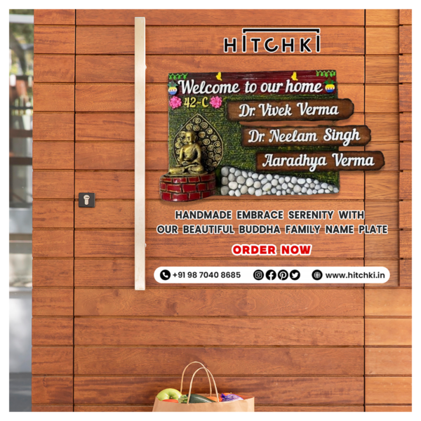 Welcome Serenity with Our Beautiful Buddha Family Name Plate from Hitchki