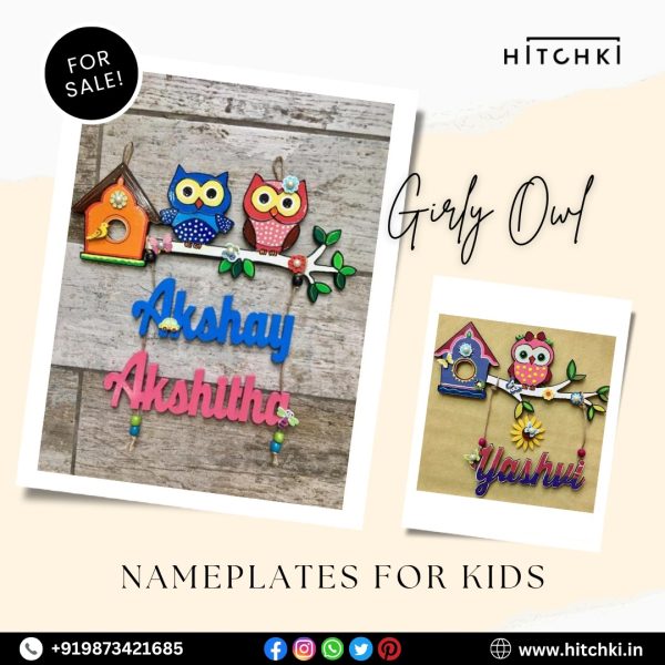 Whimsical Charm for Your Little One – Decorate with Girly Owl Nameplates