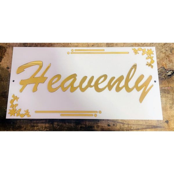 White & Golden Combination Acrylic House Name Plate