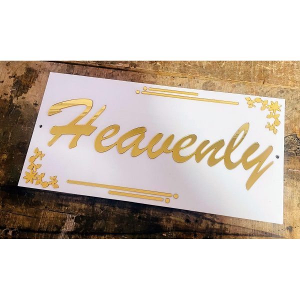 White & Golden Combination Acrylic House Name Plate1