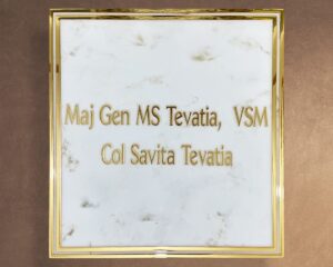 White and Golden Marble Textured Resin Coated Nameplate