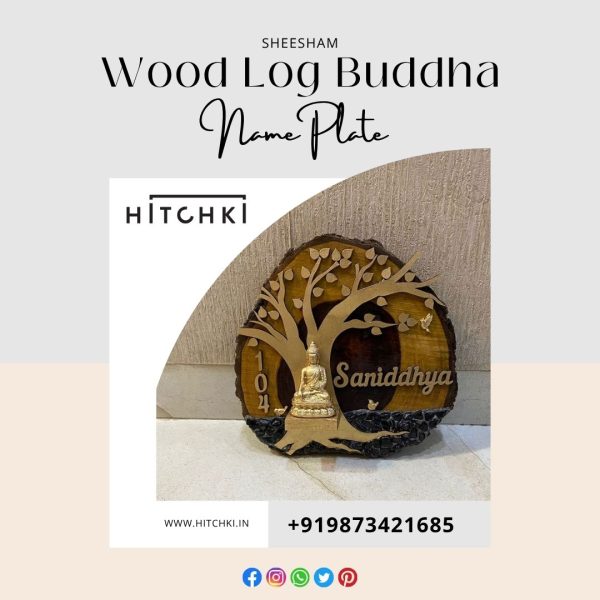 Wood Log Buddha Nameplate
