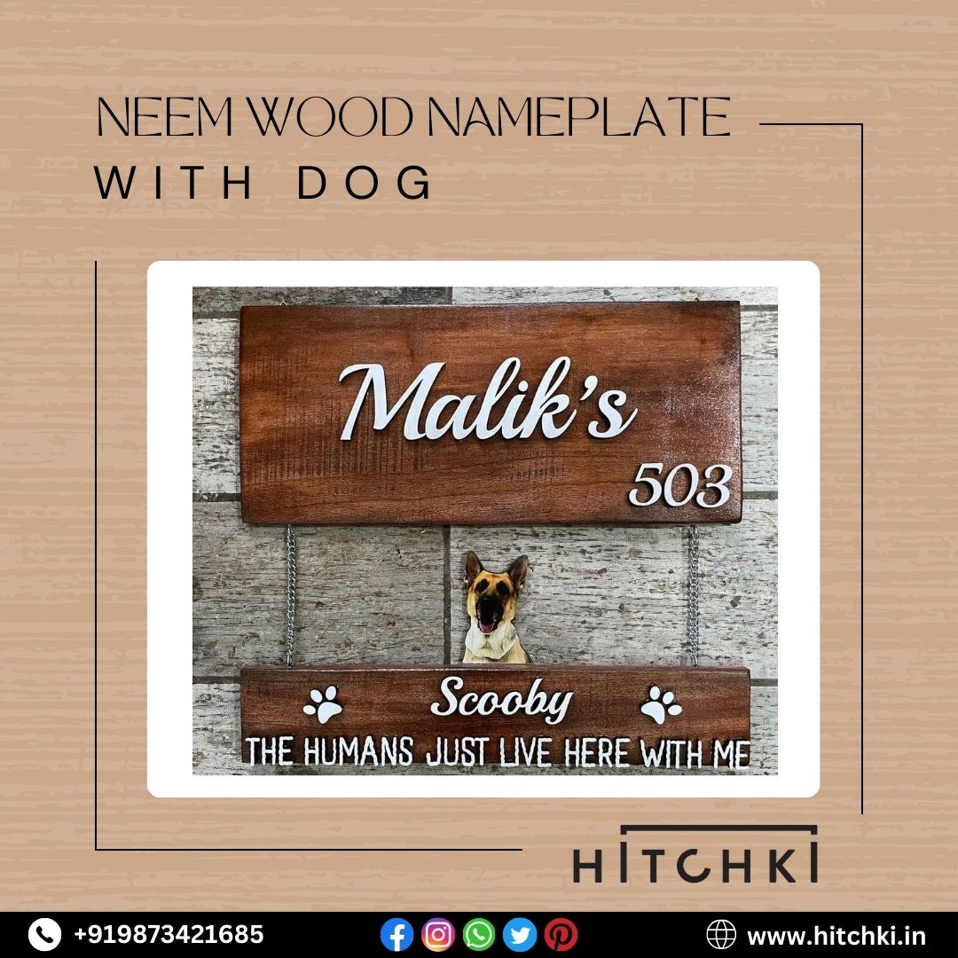 Wood Nameplate With Dog