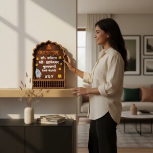 Wood Temple Pattern Nameplate