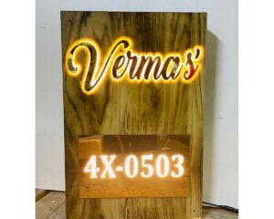 Wooden Finish Acrylic LED Name Plate waterproof