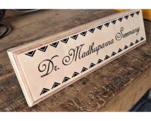 Wooden HomeOffice Table Nameplate Laser Cut UV Printed Birch Wood 1