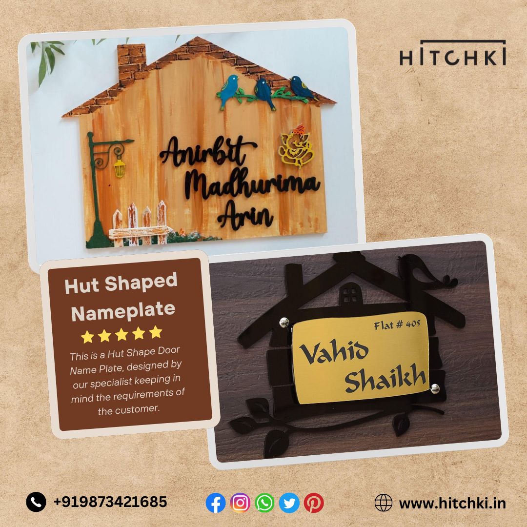Wooden Hut Shape Nameplate