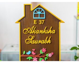 Wooden Hut Shaped Name Plate Creative Corner