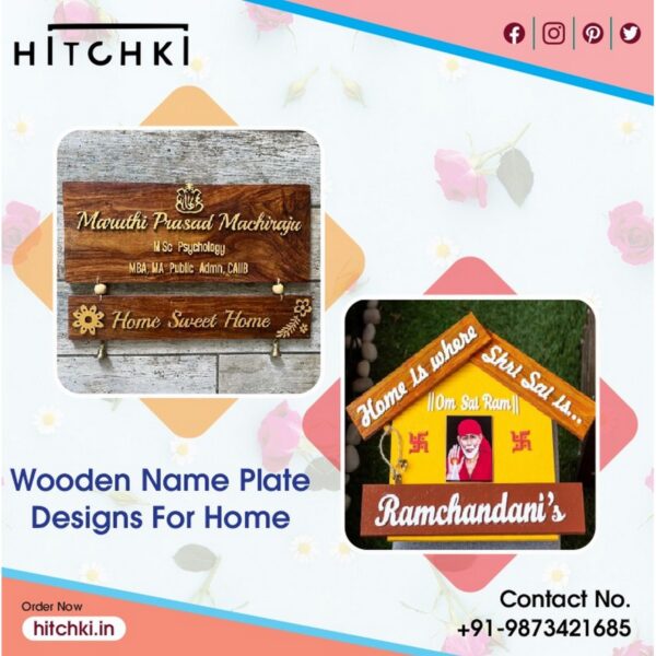 Unique Wooden Nameplate Designs For Home | HITCHKI