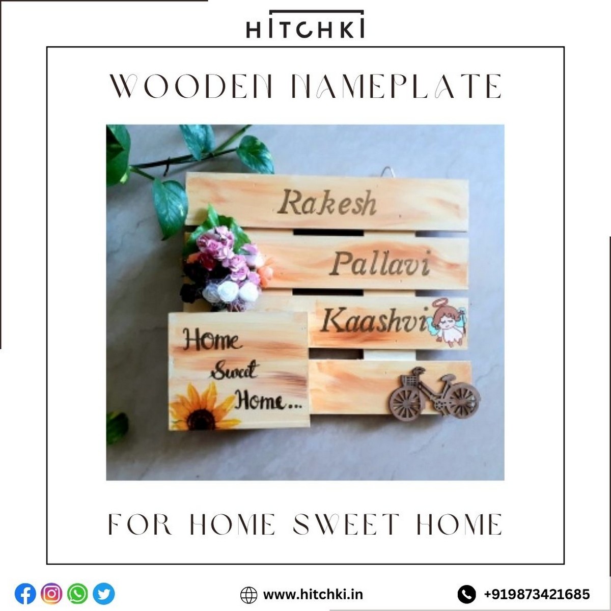 Wooden Nameplate For Home