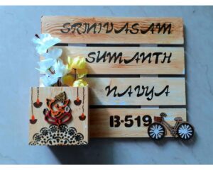 Wooden nameplate design for home