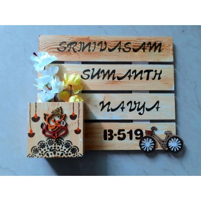 Wooden nameplate design for home 400x400