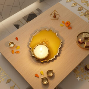 Resin tea Light Holder Subh Labh Subh Labh Tea Light Holder Festive Decor Holder Gift tea Light Holder Diwali Decor Holder