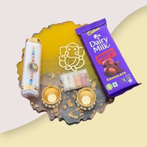 Yellow and Transparent Diwali Rakhi Special Pooja Platter 1 2