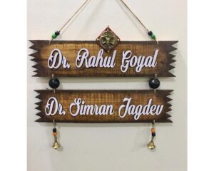 Zig Zag Twin Plank Natural Wood Name Plate 1