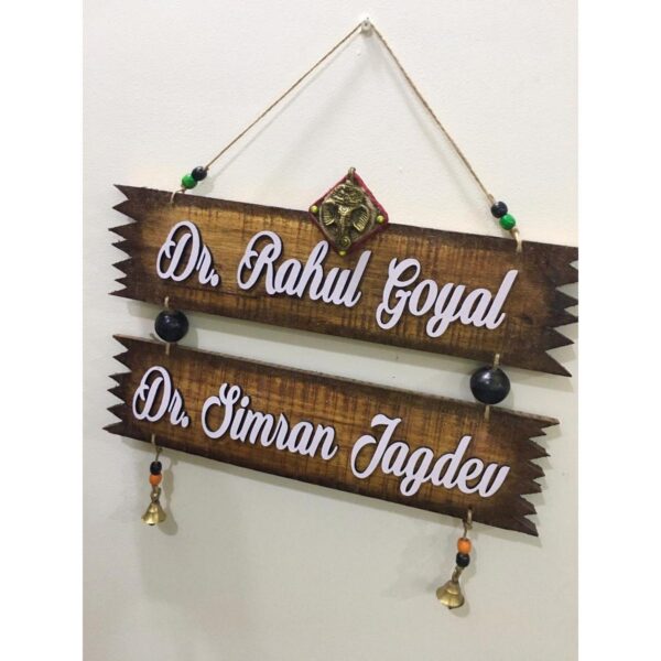 Zig Zag Twin Plank Natural Wood Name Plate 2