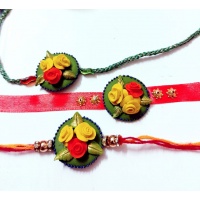 Handmade Customize Rakhi For Ganesha And Laddu Lovers customize flower rakhi