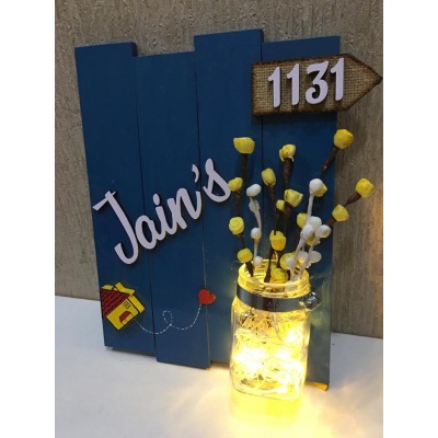 jain 3 glow vase jugnu wooden name plate 1