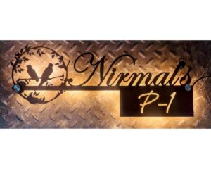 lluminate Your Space Beautiful Birds Design Metal LED Name Plate