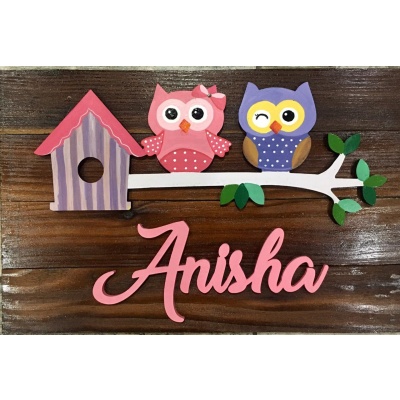 Cute Pink and Blue Kids Name Plate for Children